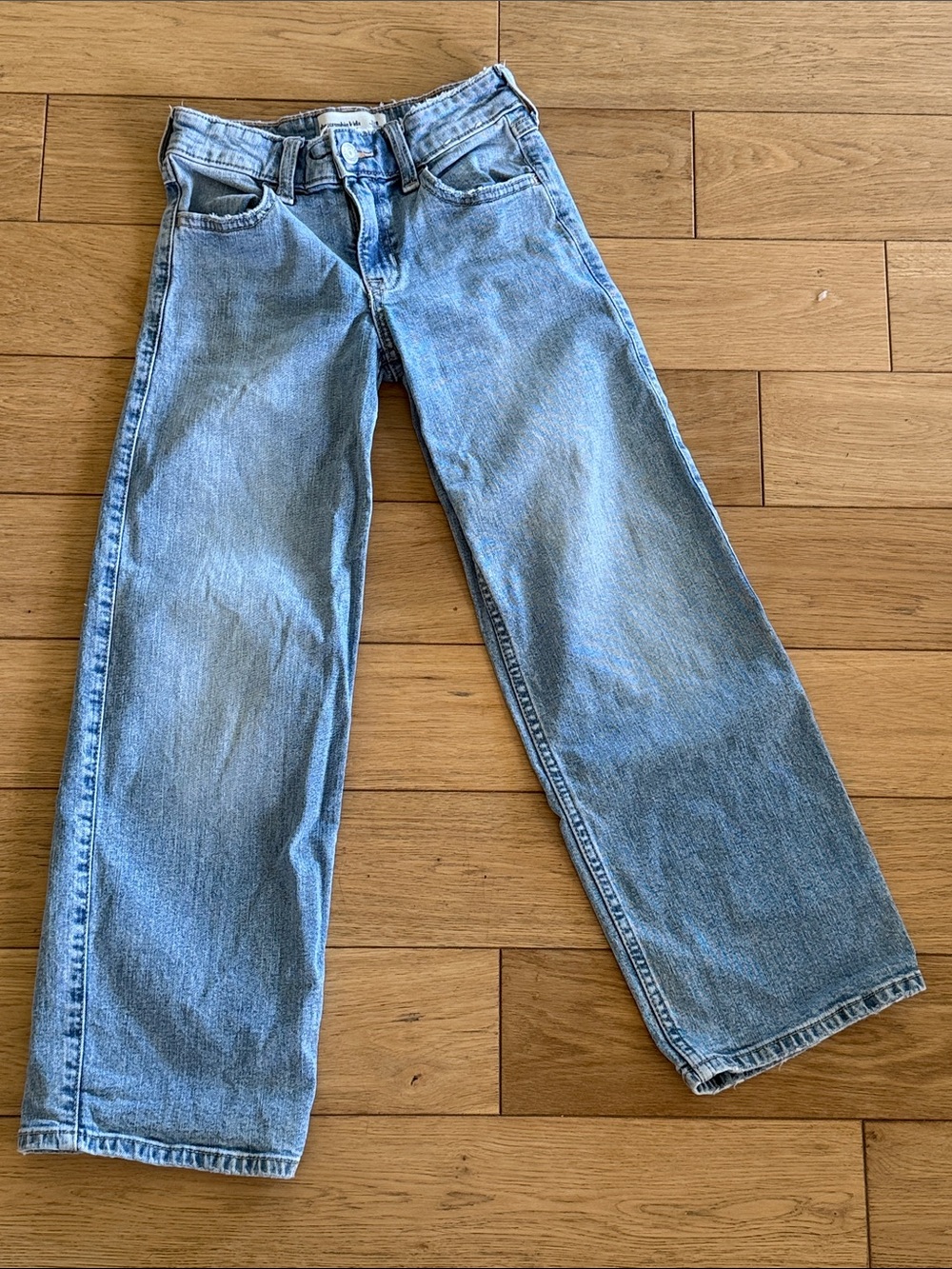 Girls high rise wide leg light wash jeans